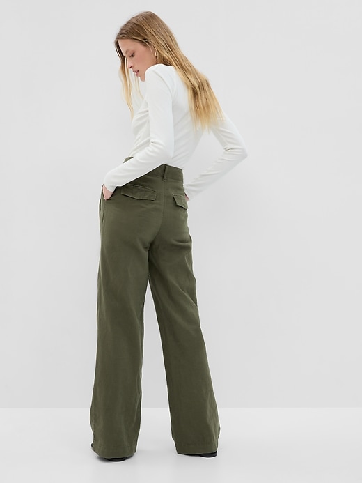 Image number 2 showing, Linen-Cotton Pleated Pants