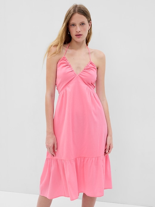 Image number 1 showing, V-Neck Halter Midi Dress