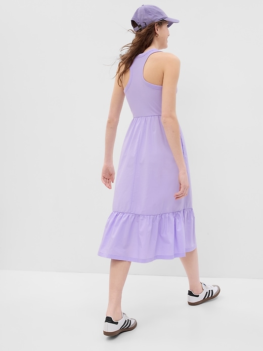 2 of 8 showing, with the color purple lotus of product Mixed Media Midi Dress