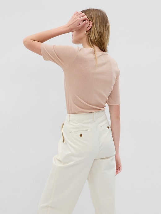 2 of 8 showing, with the color OLD SCHOOL PINK of product Essential Rib Henley T-Shirt
