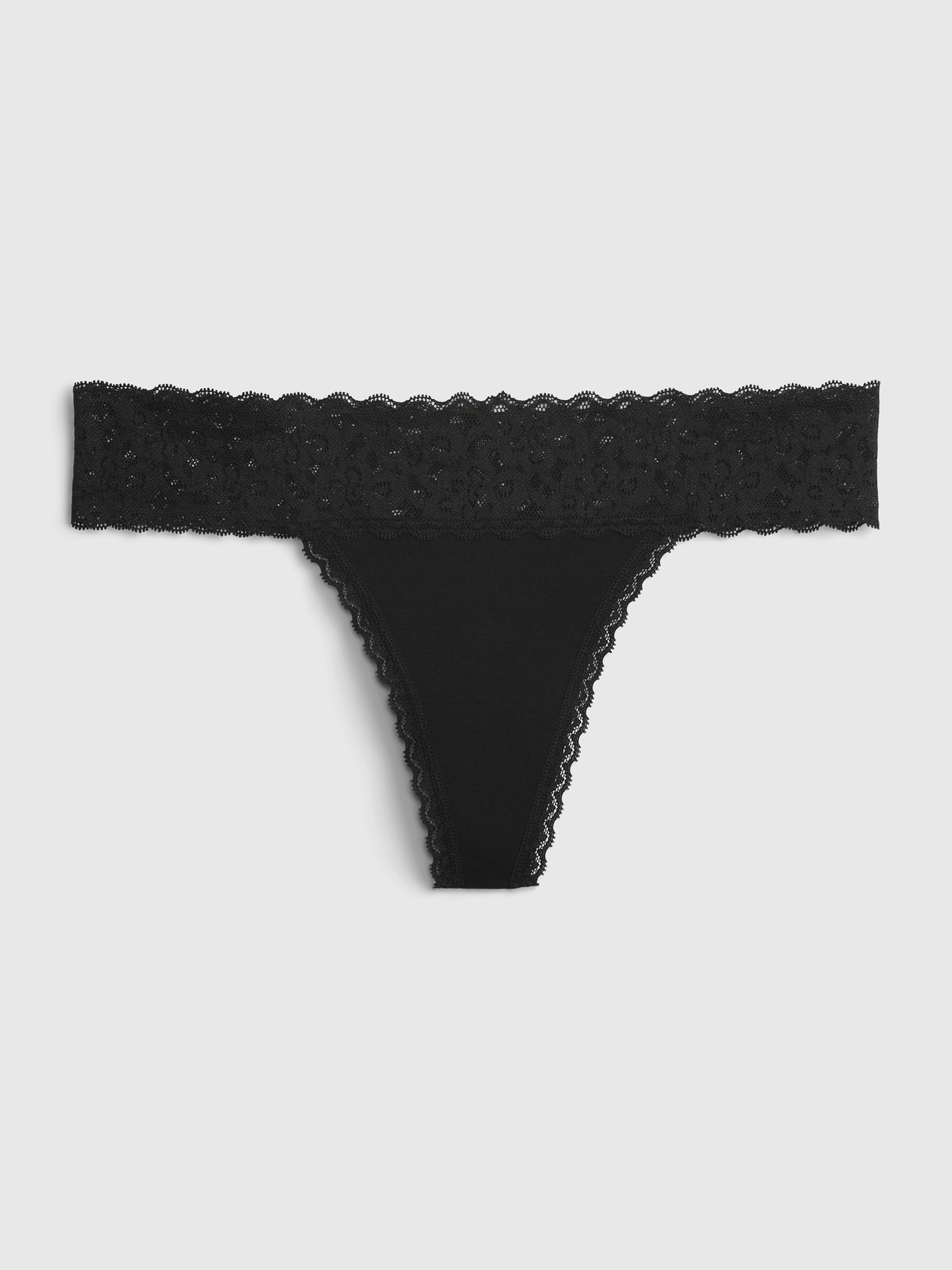 Gap Organic Stretch Cotton Lace Thong In Black