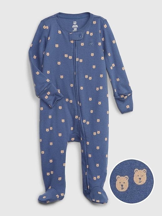 1 of 8 showing, with the color docksider blue of product Baby 100% Organic Cotton Rib One-Piece
