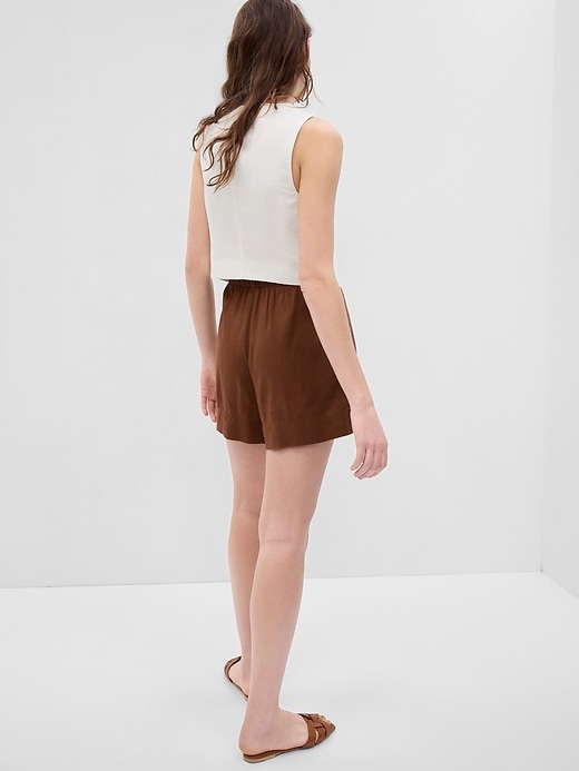 2 of 8 showing, with the color medium warm brown of product Linen-Blend Pull-On Shorts