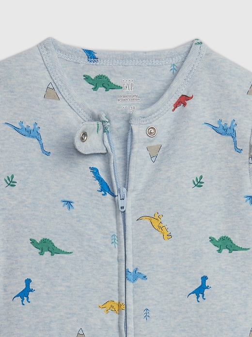 2 of 8 showing, with the color blue heather of product babyGap 100% Organic Cotton Dino PJ One-Piece