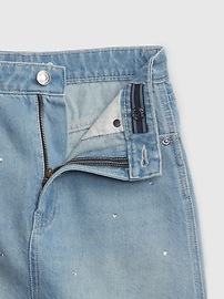 View large product image 3 of 3. Kids High Rise Rhinestone Denim Skirt