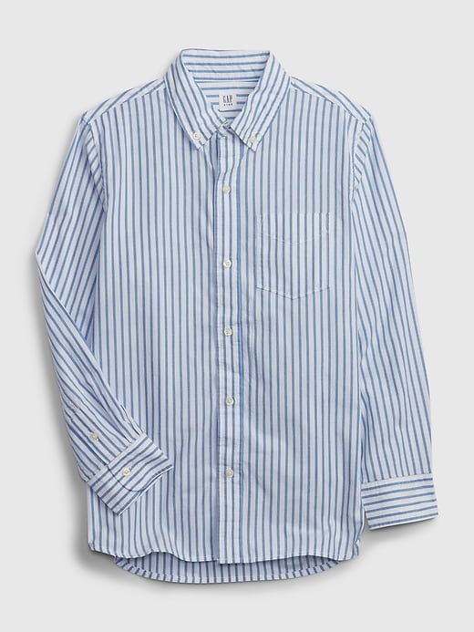 1 of 8 showing, with the color NAVY STRIPE of product Kids Poplin Shirt