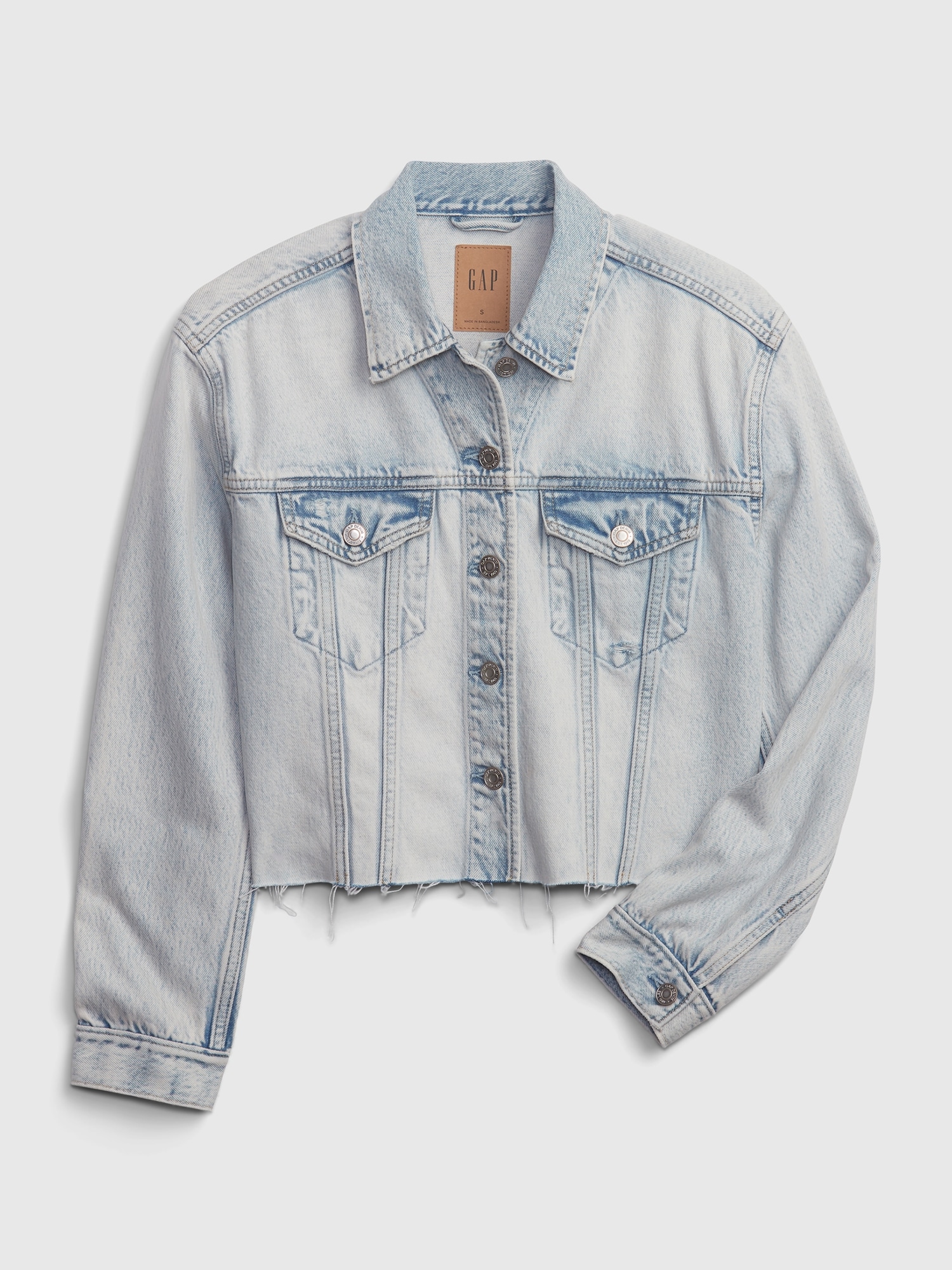 Oversized Cropped Denim Jacket with Washwell | Gap