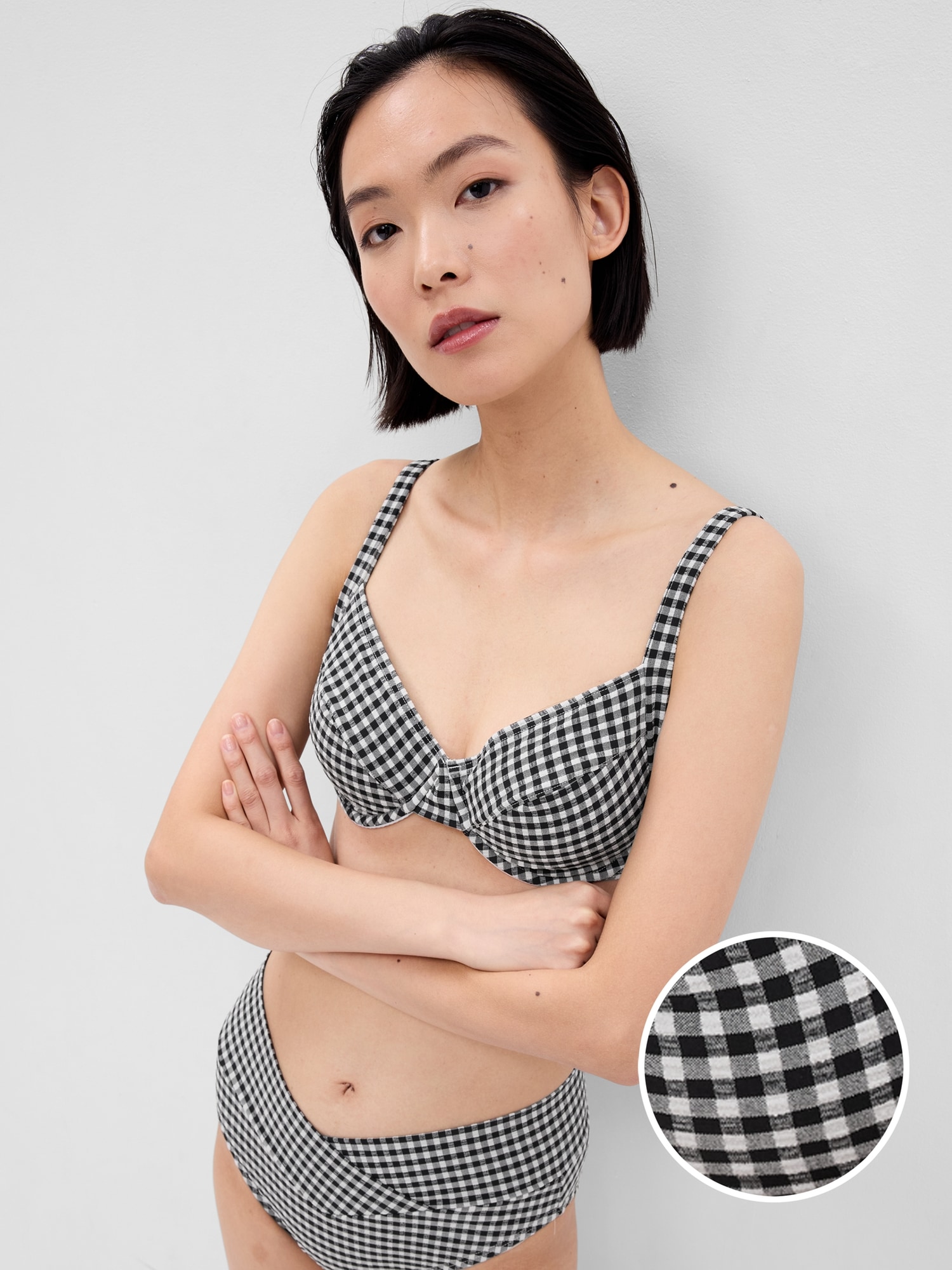 Textured Gingham Bikini Top