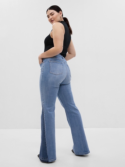 Image number 5 showing, High Rise Patched '70s Flare Jeans with Washwell