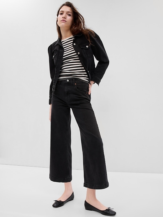 Image number 1 showing, High Rise Stride Wide-Leg Ankle Jeans with Washwell