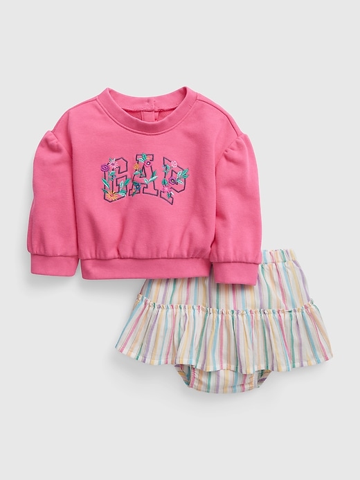 1 of 8 showing, with the color SP FEB MULTI STRIPE of product Baby Gap Logo Oufit Set