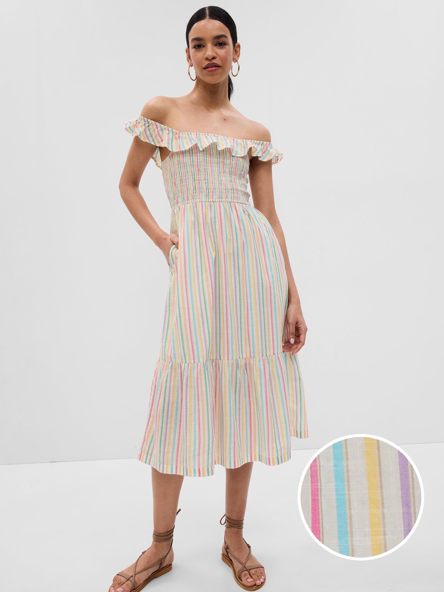 Gap Ruffle Neck Midi Dress multi. 1