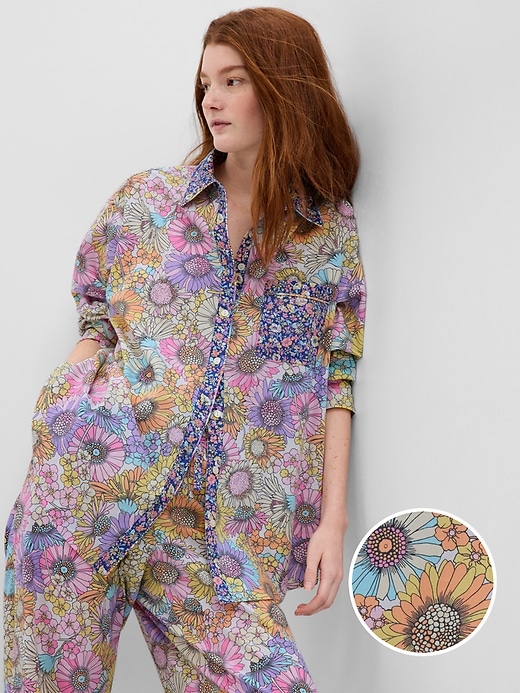 1 of 8 showing, with the color multi color floral of product Poplin PJ Shirt