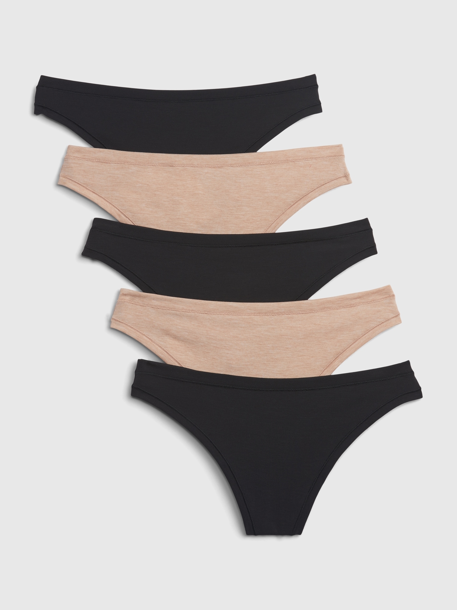 Gap Breathe Thong (5-pack) In Black & Brush Beige