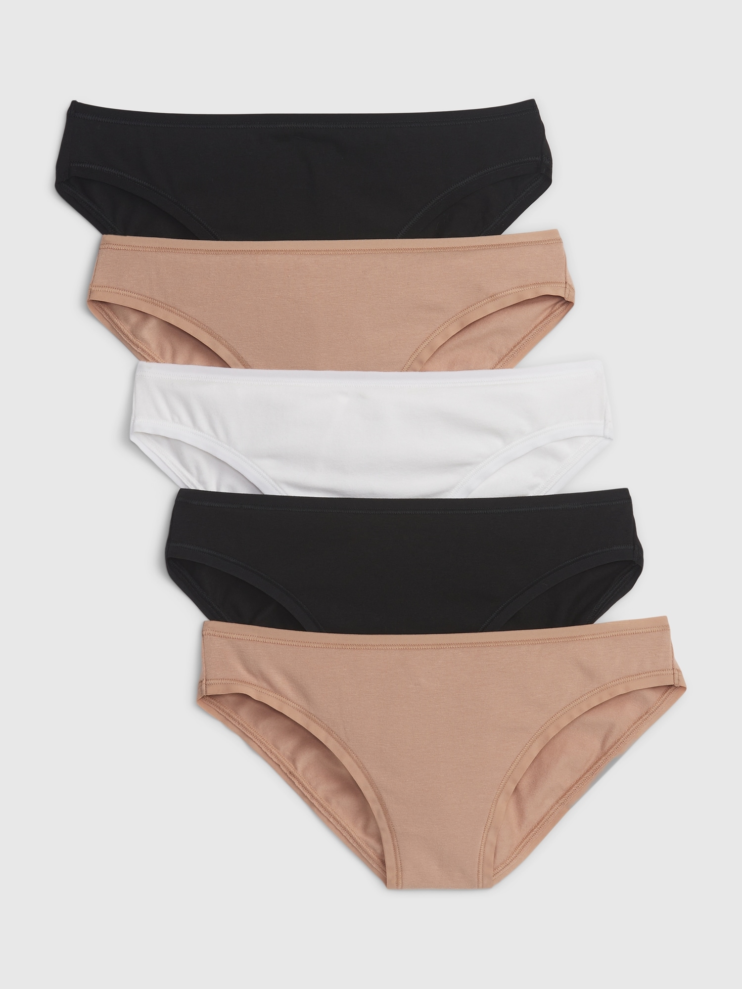 Gap Low Rise Bikini (5-pack) In Black/ White/ & Brush Beige