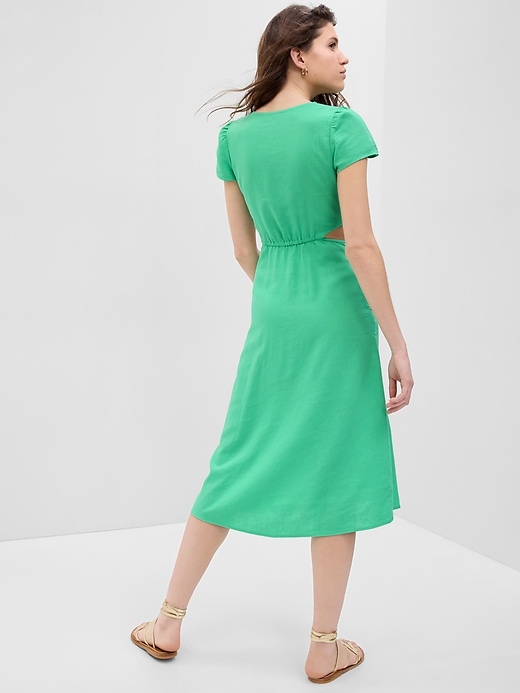 white christmas dresses Cut-Out Linen Dress TAHITI in White