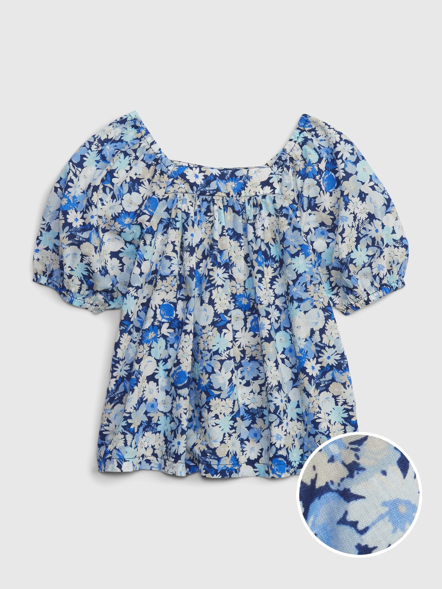 Gap Toddler Puff Sleeve Floral Top blue. 1