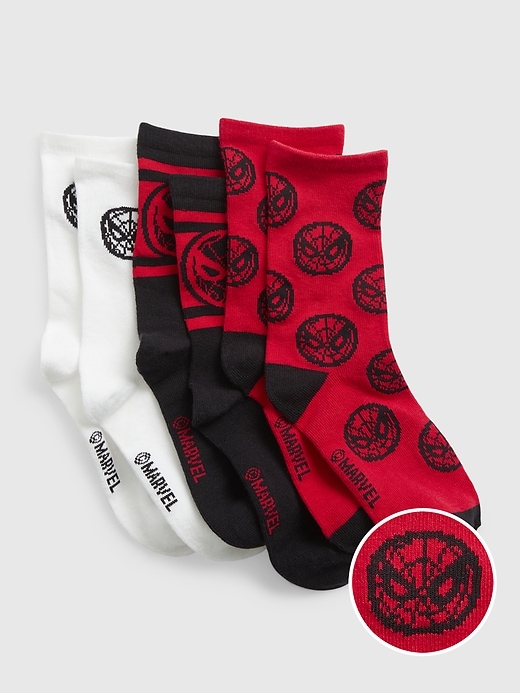 1 of 8 showing, with the color multi of product GapKids &#124 Marvel Crew Socks (3-Pack)