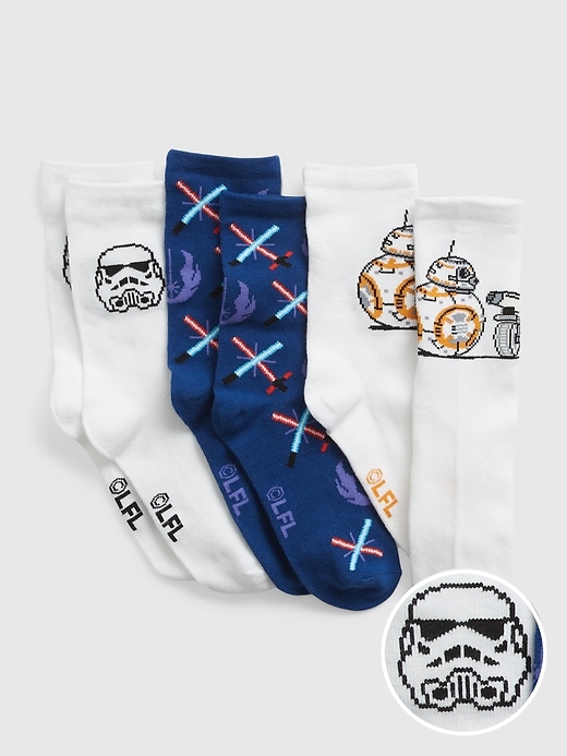1 of 8 showing, with the color multi of product GapKids &#124 Star Wars™ Crew Socks (3-Pack)