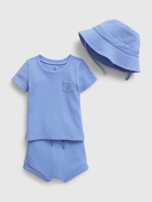 Image number 3 showing, Baby Three-Piece Rib Outfit Set