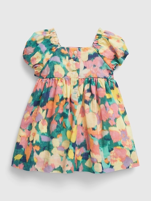 2 of 8 showing, with the color easter floral ditsy of product Baby Linen-Cotton Puff Sleeve Floral Dress