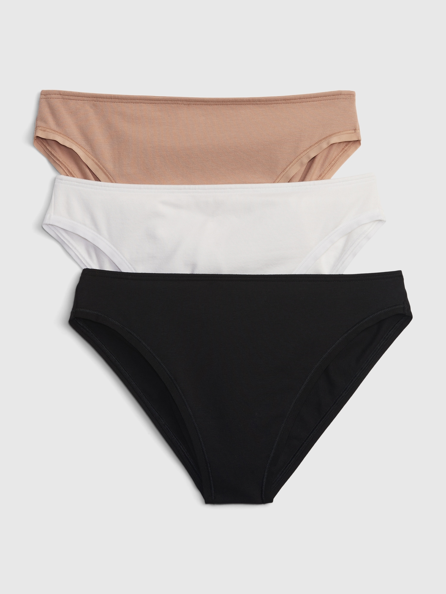Organic Stretch Cotton Mid Rise Bikini 3 Pack