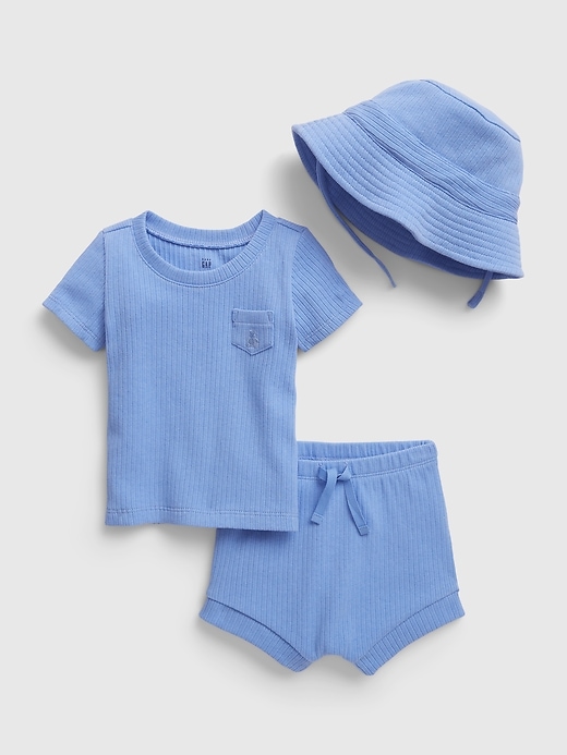 Image number 1 showing, Baby Three-Piece Rib Outfit Set