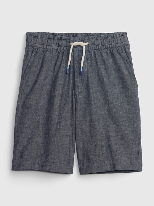 1 of 8 showing, with the color BLUE CHAMBRAY STRIPE of product Kids Easy Pull-On Shorts
