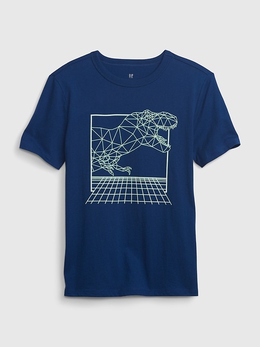 1 of 8 showing, with the color royal blue of product Kids Organic Cotton Graphic T-Shirt