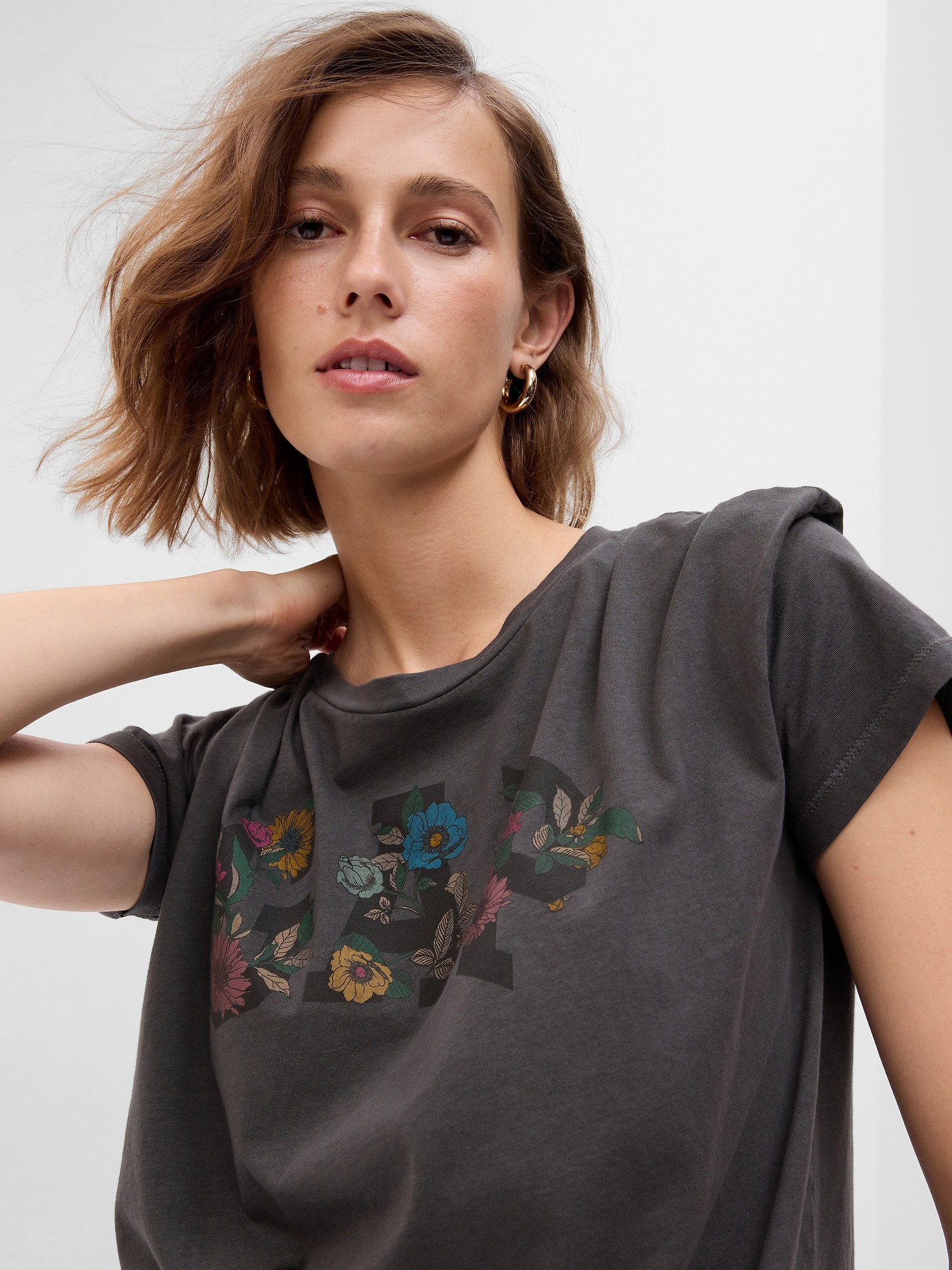 Cotton T-Shirt Gap Organic Floral 100% | Logo Gap