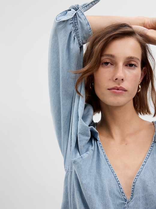 Denim Balloon Sleeve Top with Washwell | Gap