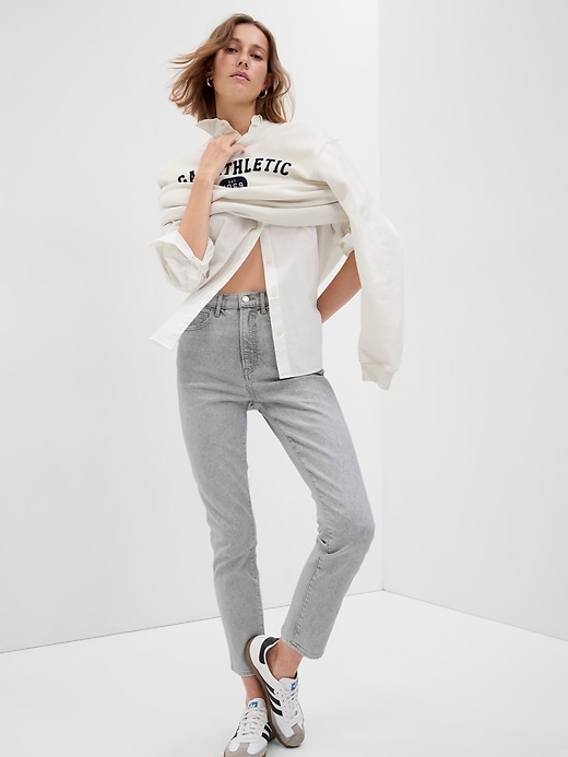 1 of 8 showing, with the color light grey of product High Rise Vintage Slim Jeans with Washwell