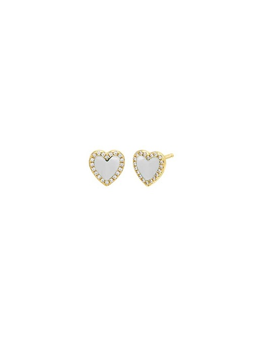 1 of 8 showing, with the color White of product Colored Stone Pave Heart Stud Earring