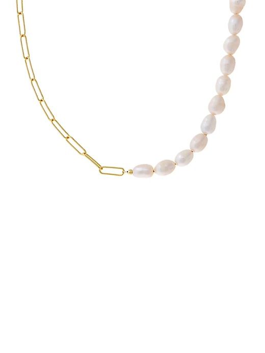 Pearl X Paperclip Chain Necklace Gap