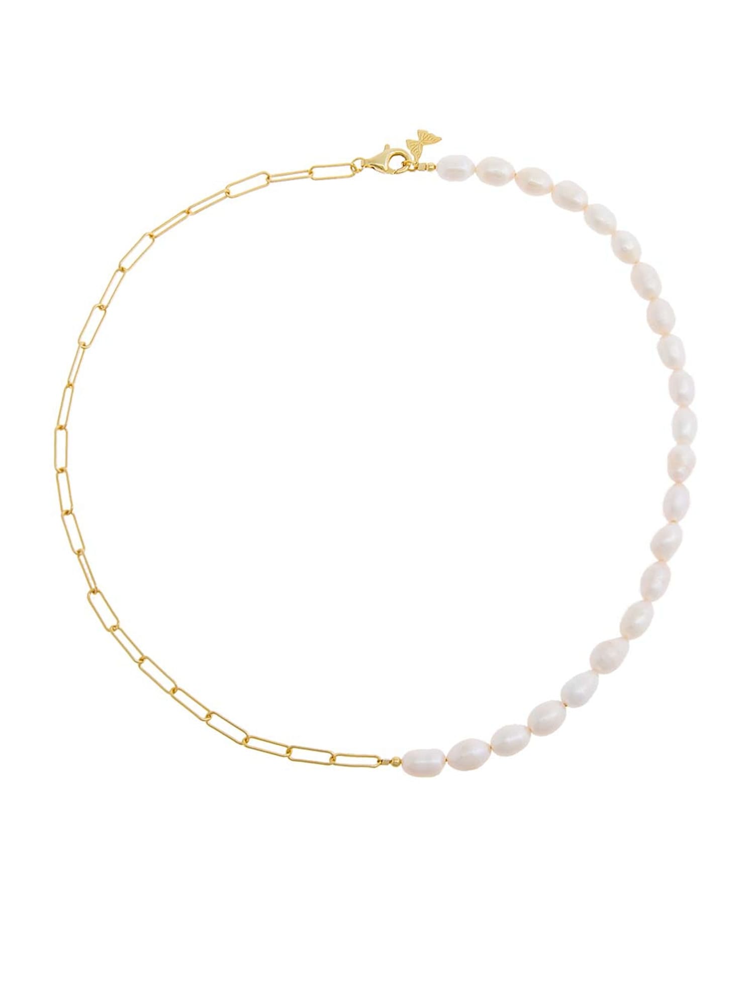 Pearl X Paperclip Chain Necklace Gap