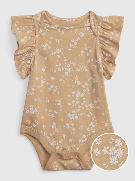Image number 4 showing, Baby 100% Organic Cotton Mix and Match Flutter Sleeve Bodysuit