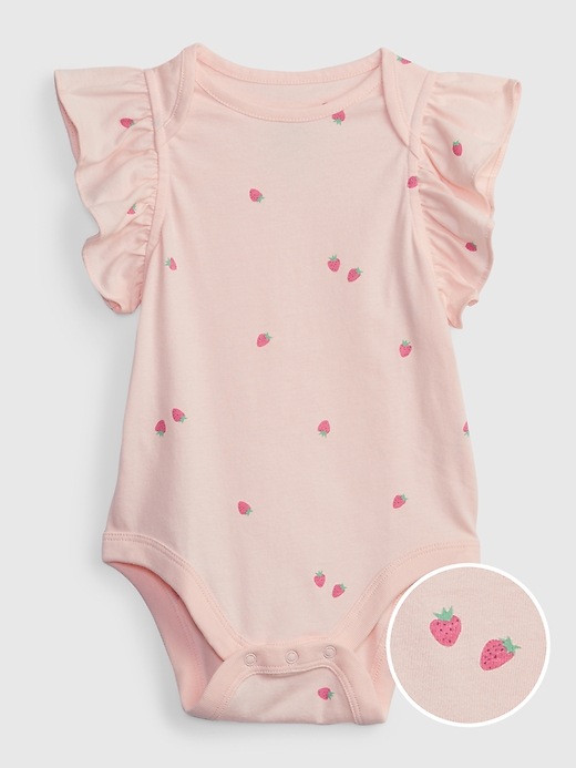 Image number 7 showing, Baby 100% Organic Cotton Mix and Match Flutter Sleeve Bodysuit