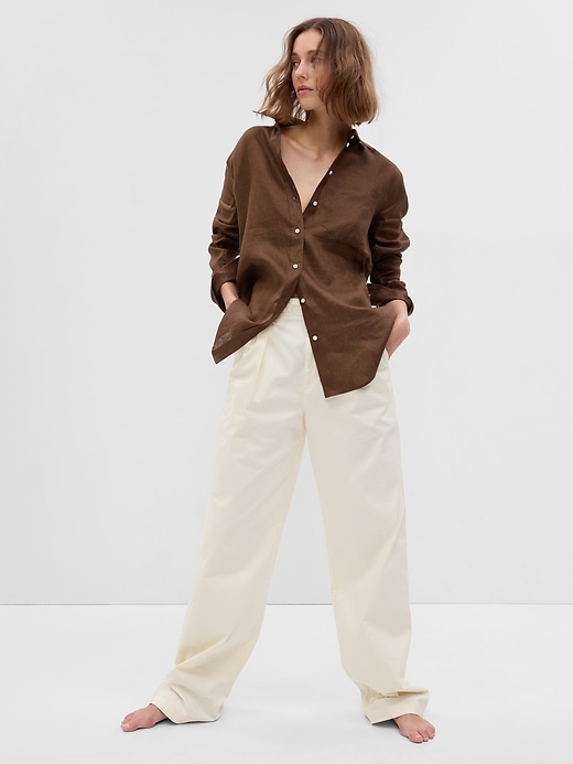 Linen Boyfriend Shirt Gap