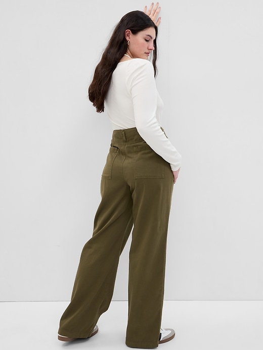 Image number 10 showing, Mid Rise Twill Wide-Leg Khakis