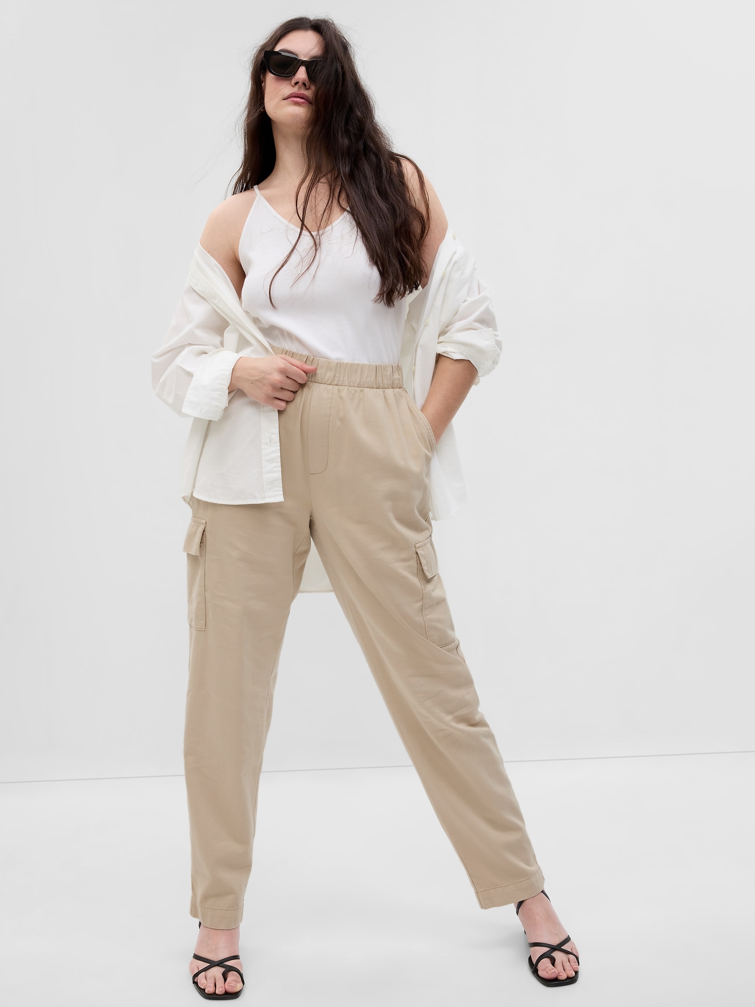 Mid Rise Twill Cargo Pants