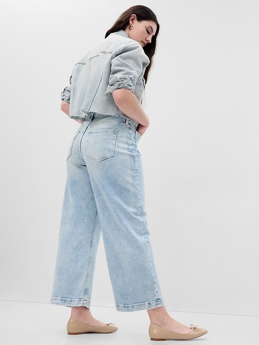 High Rise Stride Wide-Leg Ankle Jeans with Washwell | Gap