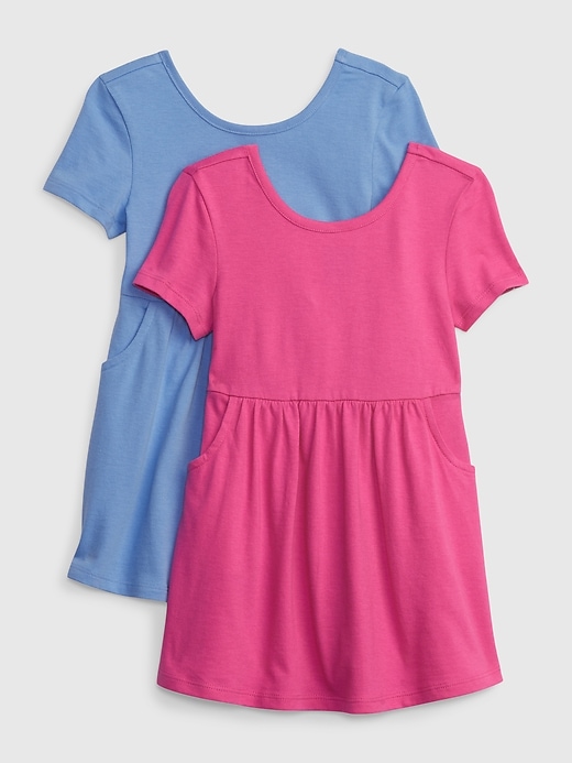 1 of 8 showing, with the color happy pink of product Toddler Organic Cotton Mix and Match Skater Dress (2-Pack)