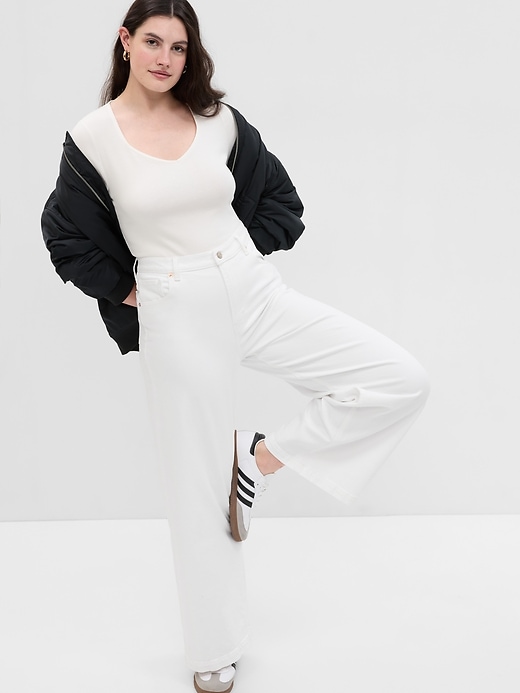 Image number 4 showing, High Rise Stride Wide-Leg Ankle Jeans