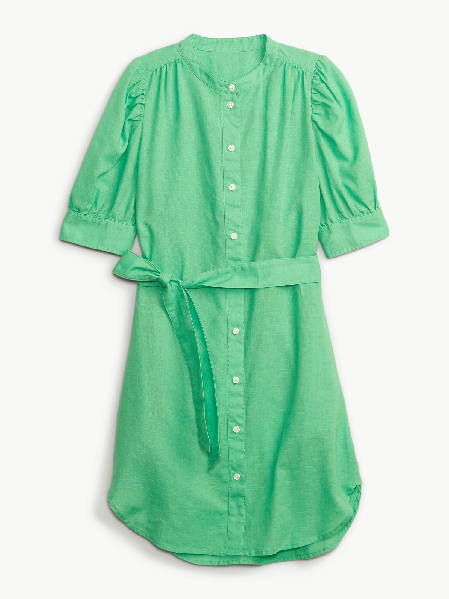 Puff Sleeve LinenCotton Shirtdress Gap