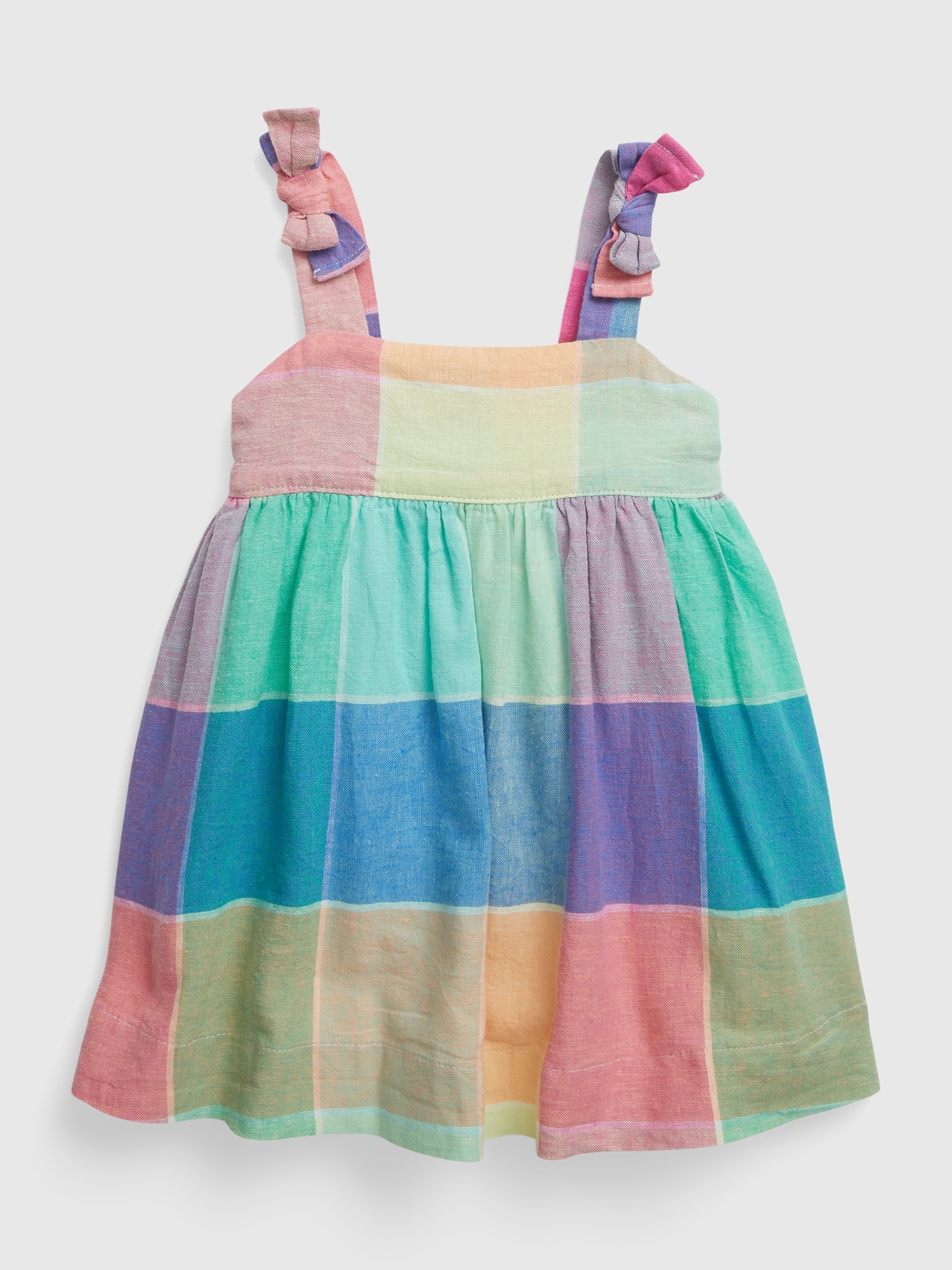 Gap Baby Linen-Cotton Spring Plaid Dress multi. 1