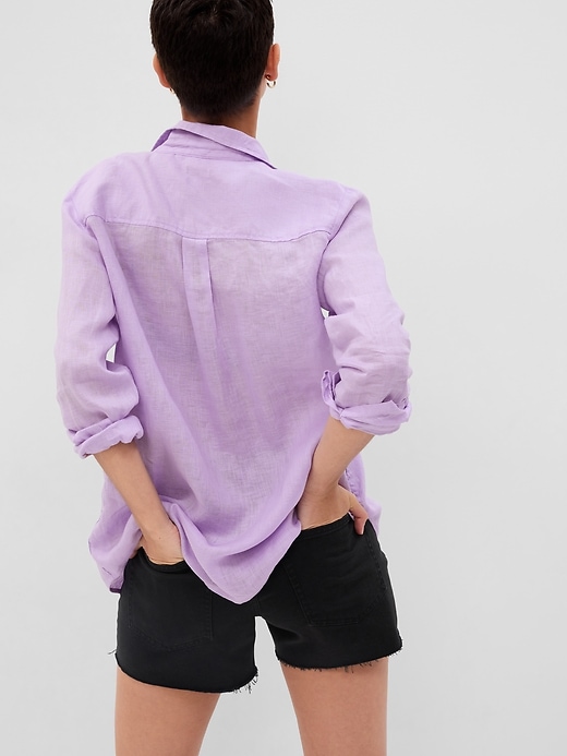 2 of 8 showing, with the color PURPLE LOTUS of product Linen Boyfriend Shirt