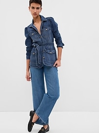 Denim jacket with belt top
