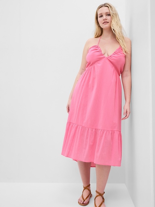 Image number 4 showing, V-Neck Halter Midi Dress