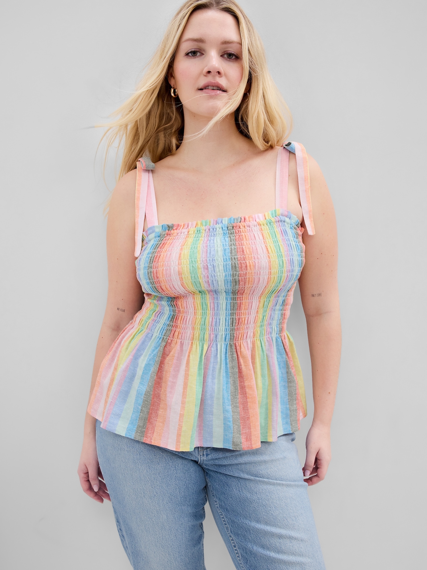 Strap Top With Gathered Peplum