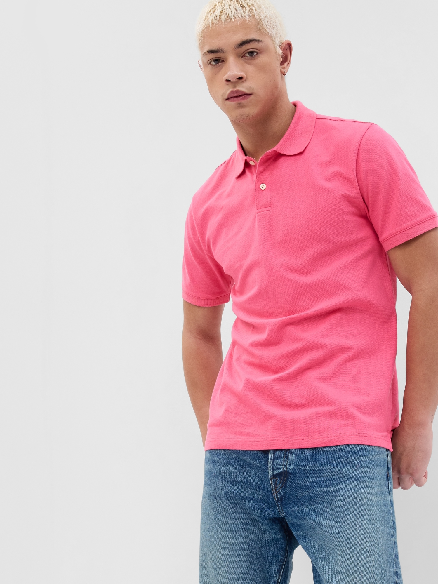 Gap Pique Polo Shirt Shirt In Shocking Pink | ModeSens